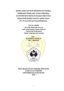 KESELAMATAN DAN KESEHATAN KERJA BERBASIS PERILAKU PADA PEKERJA ...